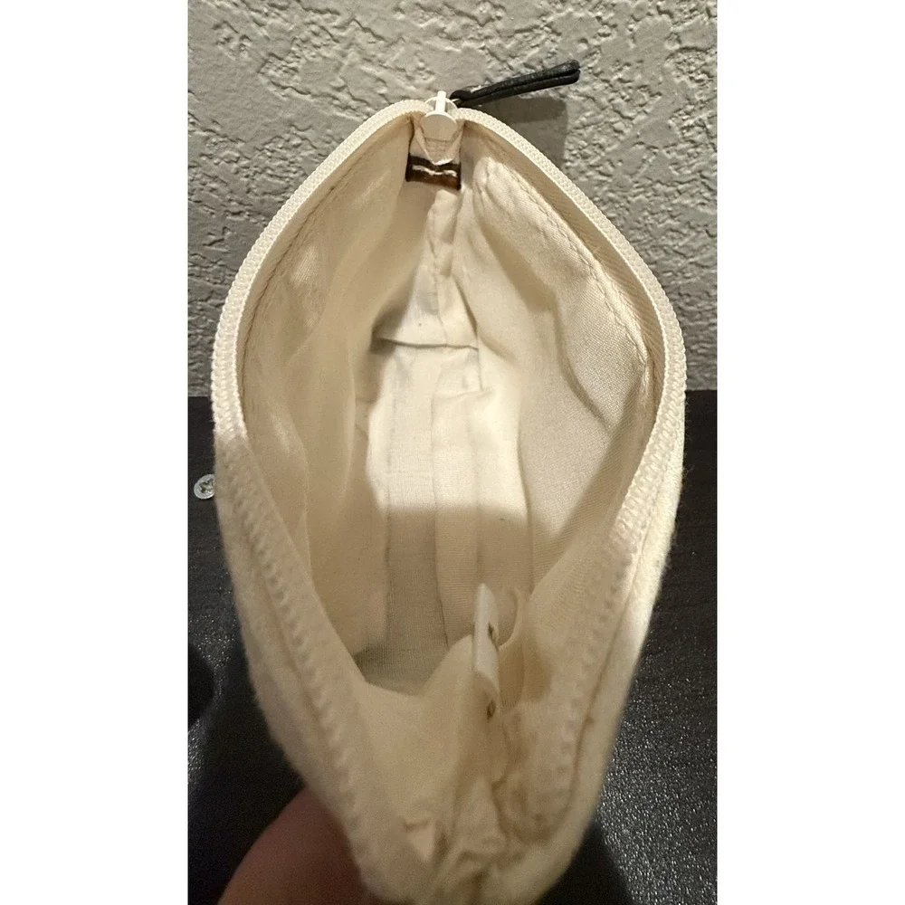 Rosetti Small Makeup Organizer Bag Ivory Dark Brown Vinyl Trim